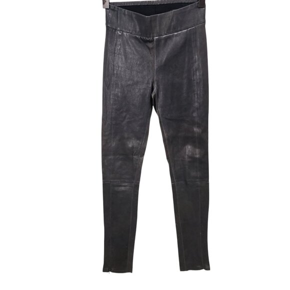 Rag‎ & Bone Womens Leather Leggings Size 2 Washed Charcoal Gray - Picture 1 of 8